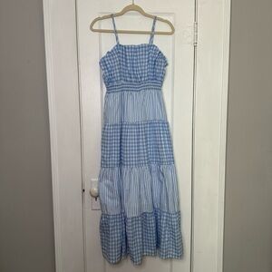 Entro Gingham Striped Maxi Dress size M NEW
